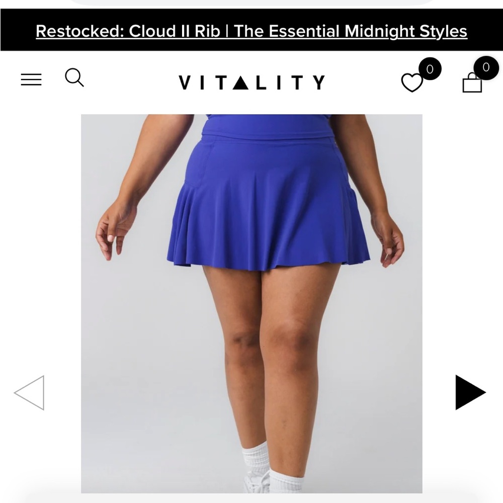 NWOT Never Worn Vitality Cloud II tennis Skirt - Royal Blue